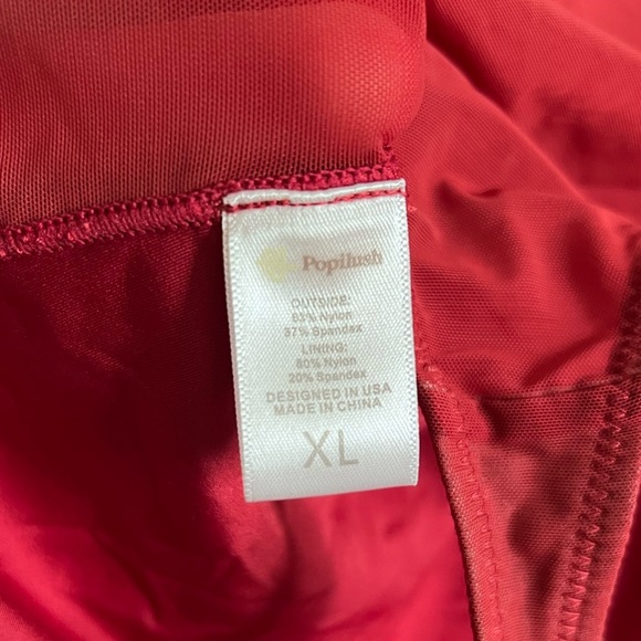 XL Popilush Red Shapewear Illusion Mesh Long Sleeve Tummy Control Bodysuit - Picture 10 of 10